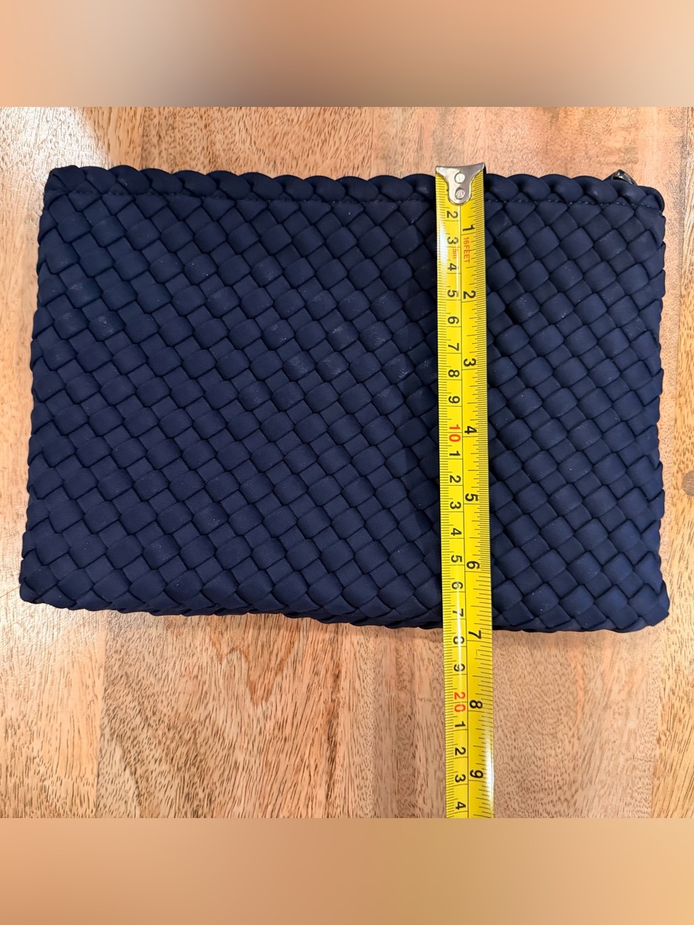NAGHEDI Navy Woven Neoprene Zip Pouch Tote Insert 10” x 7” NWOT - Picture 3 of 6